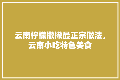 云南柠檬撒撇最正宗做法，云南小吃特色美食 云南柠檬撒撇最正宗做法，云南小吃特色美食 生活指南