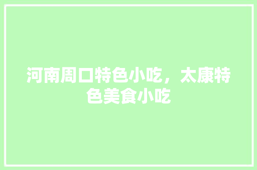 河南周口特色小吃，太康特色美食小吃