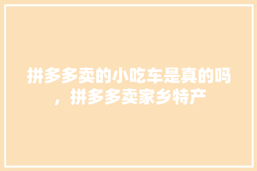 拼多多卖的小吃车是真的吗，拼多多卖家乡特产 拼多多卖的小吃车是真的吗，拼多多卖家乡特产 美食推荐