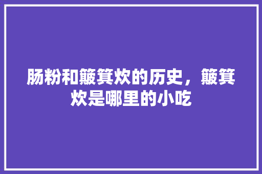 肠粉和簸箕炊的历史，簸箕炊是哪里的小吃