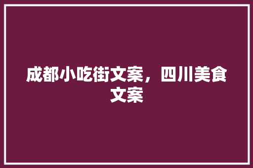成都小吃街文案，四川美食文案 成都小吃街文案，四川美食文案 生活指南
