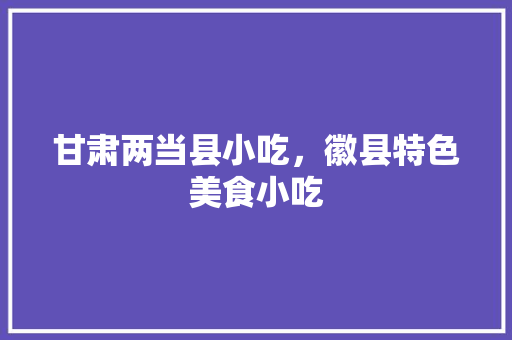 甘肃两当县小吃，徽县特色美食小吃