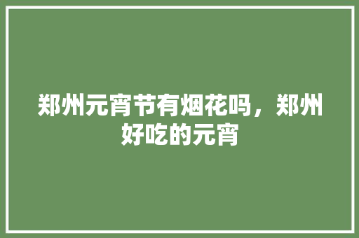 郑州元宵节有烟花吗，郑州好吃的元宵 郑州元宵节有烟花吗，郑州好吃的元宵 美食推荐