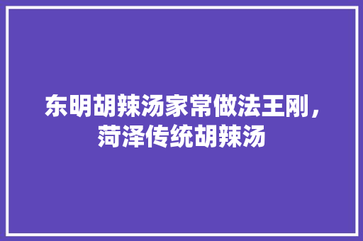 东明胡辣汤家常做法王刚，菏泽传统胡辣汤 东明胡辣汤家常做法王刚，菏泽传统胡辣汤 生活指南