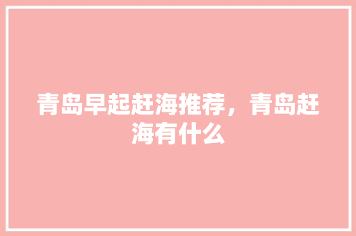 青岛早起赶海推荐，青岛赶海有什么 青岛早起赶海推荐，青岛赶海有什么 生活指南