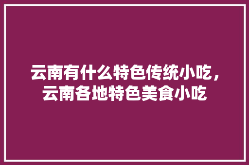 云南有什么特色传统小吃，云南各地特色美食小吃 云南有什么特色传统小吃，云南各地特色美食小吃 生活指南