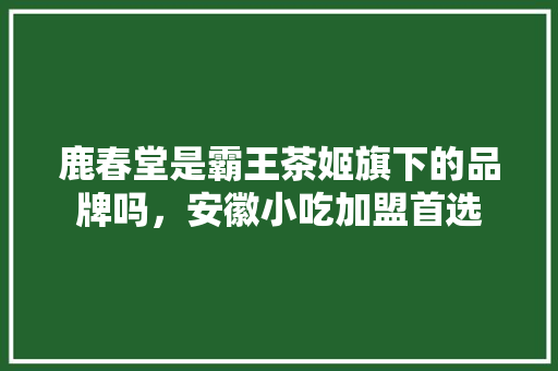 鹿春堂是霸王茶姬旗下的品牌吗，安徽小吃加盟首选 鹿春堂是霸王茶姬旗下的品牌吗，安徽小吃加盟首选 美食推荐