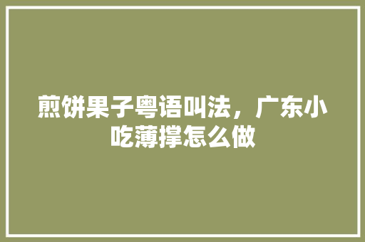 煎饼果子粤语叫法，广东小吃薄撑怎么做 煎饼果子粤语叫法，广东小吃薄撑怎么做 家居窍门