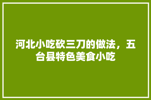 河北小吃砍三刀的做法，五台县特色美食小吃 河北小吃砍三刀的做法，五台县特色美食小吃 生活指南