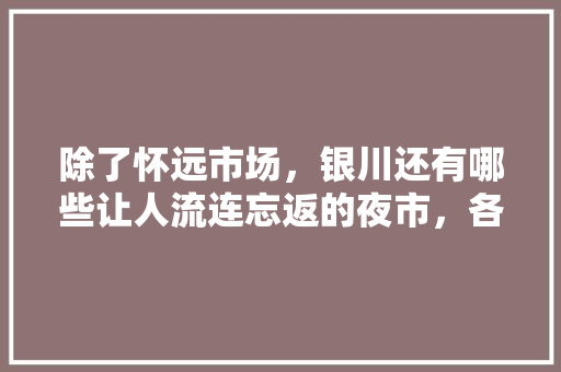除了怀远市场，银川还有哪些让人流连忘返的夜市，各自有什么特点，银川特色的小吃一条街 除了怀远市场，银川还有哪些让人流连忘返的夜市，各自有什么特点，银川特色的小吃一条街 美食推荐