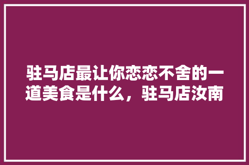 驻马店最让你恋恋不舍的一道美食是什么，驻马店汝南特色美食