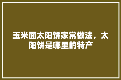 玉米面太阳饼家常做法，太阳饼是哪里的特产 玉米面太阳饼家常做法，太阳饼是哪里的特产 美食推荐