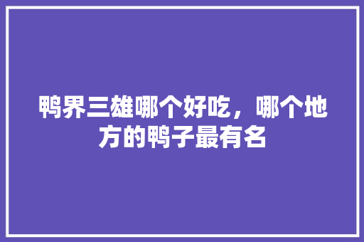 鸭界三雄哪个好吃，哪个地方的鸭子最有名 鸭界三雄哪个好吃，哪个地方的鸭子最有名 美食推荐