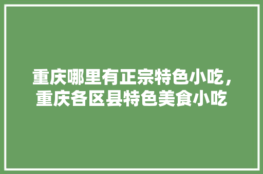 重庆哪里有正宗特色小吃，重庆各区县特色美食小吃
