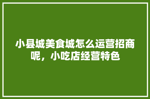 小县城美食城怎么运营招商呢,小吃店经营特色 旅行资讯 小县城美食城怎么运营招商呢,小吃店经营特色 小县城美食城怎么运营招商呢,小吃店经营特色 旅行资讯