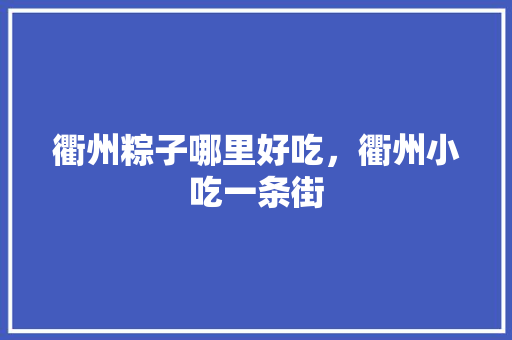 衢州粽子哪里好吃，衢州小吃一条街 衢州粽子哪里好吃，衢州小吃一条街 旅行资讯