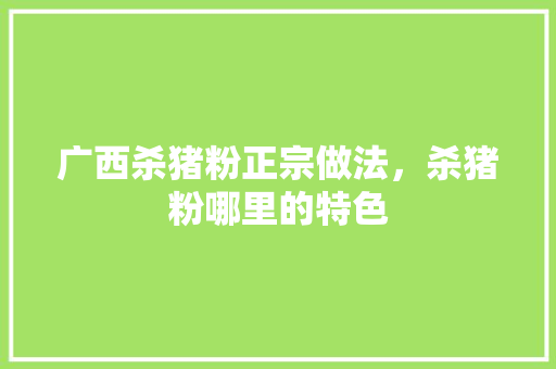 广西杀猪粉正宗做法，杀猪粉哪里的特色