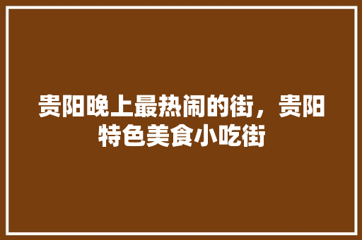 贵阳晚上最热闹的街，贵阳特色美食小吃街 贵阳晚上最热闹的街，贵阳特色美食小吃街 美食推荐