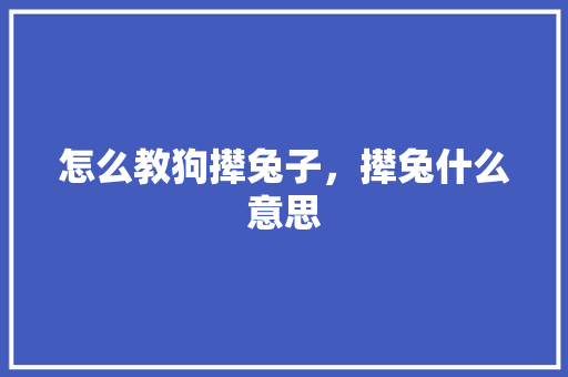 怎么教狗撵兔子，撵兔什么意思 怎么教狗撵兔子，撵兔什么意思 健康建议