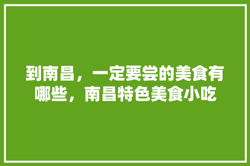 到南昌，一定要尝的美食有哪些，南昌特色美食小吃
