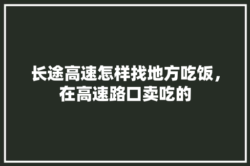 长途高速怎样找地方吃饭，在高速路口卖吃的 长途高速怎样找地方吃饭，在高速路口卖吃的 生活指南