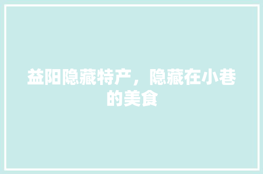 益阳隐藏特产，隐藏在小巷的美食