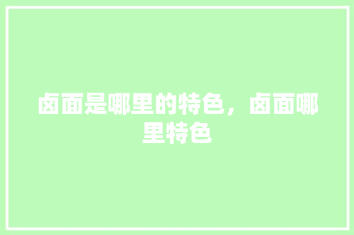 卤面是哪里的特色，卤面哪里特色