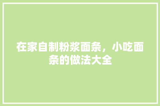在家自制粉浆面条，小吃面条的做法大全