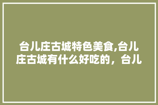 台儿庄古城特色美食,台儿庄古城有什么好吃的，台儿庄特色美食小吃 台儿庄古城特色美食,台儿庄古城有什么好吃的，台儿庄特色美食小吃 旅行资讯