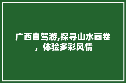 广西自驾游,探寻山水画卷，体验多彩风情 旅行资讯