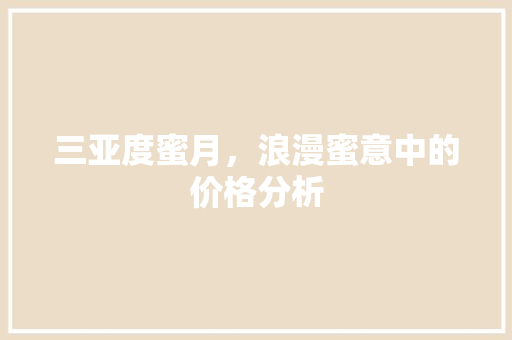 三亚度蜜月，浪漫蜜意中的价格分析