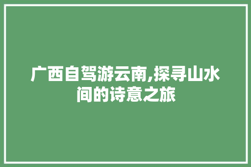 广西自驾游云南,探寻山水间的诗意之旅
