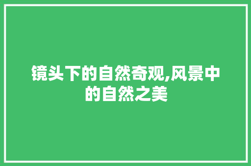 镜头下的自然奇观,风景中的自然之美 镜头下的自然奇观,风景中的自然之美